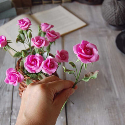 ◆粘土のお花◆　薔薇・・・ピンク　高さ約25センチ　B574 9枚目の画像
