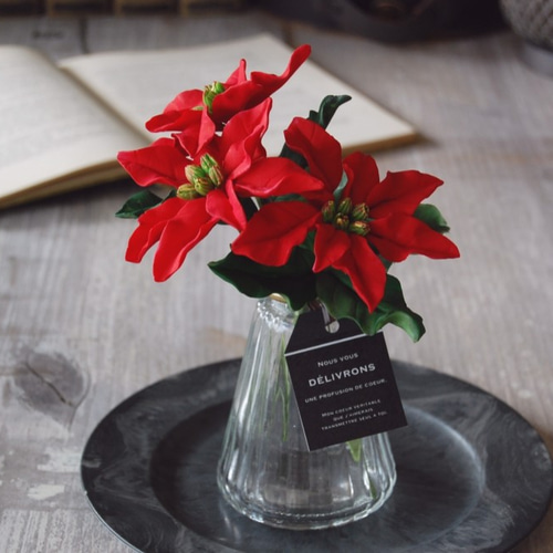 一点物現代アート】ポインセチア【S2号】 ◇粘土のお花◇ 小さな