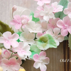 ミモザとピンクの小花リース 5枚目の画像