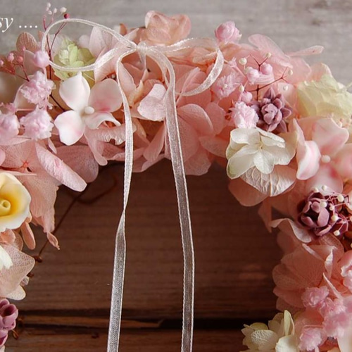 ピンクの紫陽花リース リース Old-Fantasy 通販 5413429｜Creema(クリーマ)