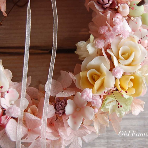 紫陽花と瑠璃玉ちゃんと花々のリース 96cce27f5c6ce8660ea63ba34ce02e