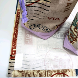 送料無料　ダイナミック切手柄　お弁当袋･コップ袋･ランチマット　3点セット　 7枚目の画像