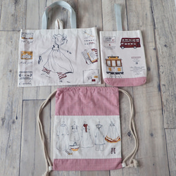 送料無料　キュート女の子イラスト　レッスンバッグ･シューズバッグ･体操服用巾着袋 3枚目の画像