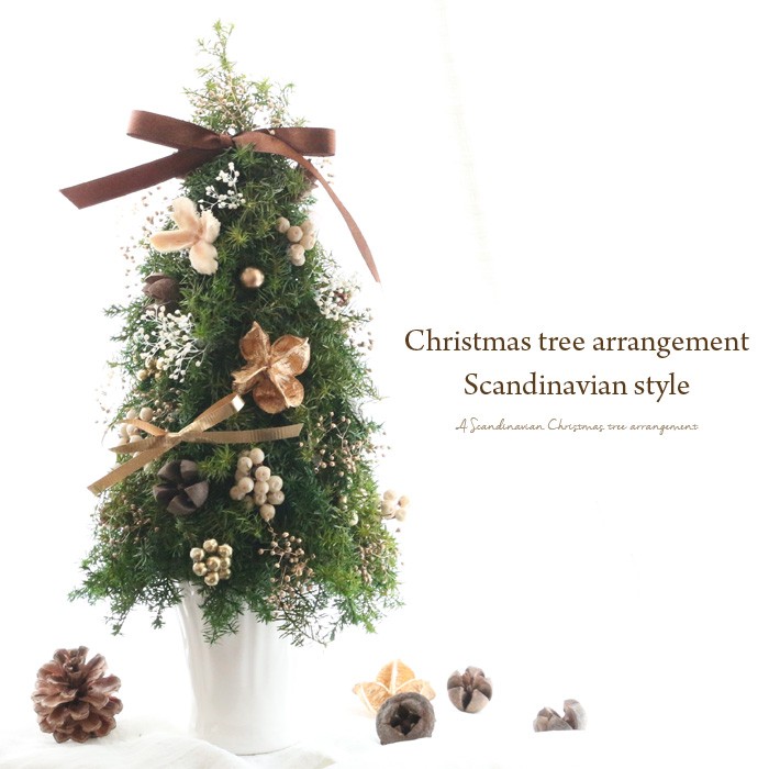 クリスマスツリー プリザーブドフラワーアレンジメント 完成品】 クリスマスツリー アレンジメント （ 北欧風 ） プリザーブド