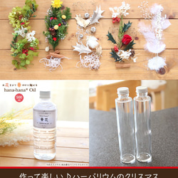 【2本分】【クリスマス】ハーバリウムお試しキット（オイル1本、ガラス瓶2本、花材セット2種類） 1枚目の画像