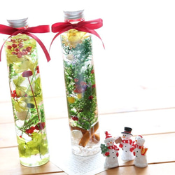 【2本分】【クリスマス】ハーバリウムお試しキット（オイル1本、ガラス瓶2本、花材セット2種類） 7枚目の画像