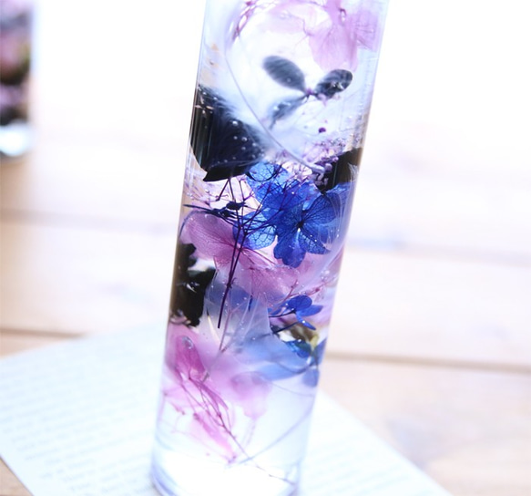 【ハーバリウムキット】ハーバリウム花材セット１本分（グレイスフェザー・ネイビー） 4枚目の画像