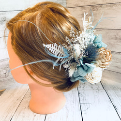 成人式　卒業式　結婚式　エリンジウム・プリザーブドフラワー・ドライフラワーの髪飾り　10点セット 3枚目の画像
