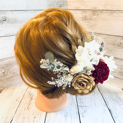 卒業式　結婚式　成人式プリザーブドフラワー・ドライフラワーの髪飾り　7点セット 3枚目の画像
