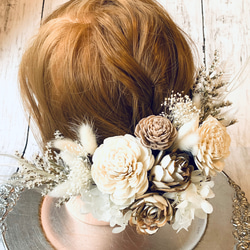 成人式　卒業式　結婚式プリザーブドフラワー・ドライフラワーの髪飾り　13点セット 1枚目の画像
