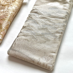 おとも屋　絹帯スマホポーチ　小物ポーチ　大中小　スマホバッグ　シルク　チェーン付き　松　鳳凰　金銀　和文化　 5枚目の画像