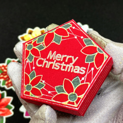 コサージュシール　箱入り(クリスマス)　フレークシール・ペン画・紙箱・ラメ・キラキラ・赤・３DCG・CG 3枚目の画像