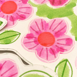 お花シール(ピンク)印刷ではなく全てペンで描いた可愛いお花のシール。ラメペンでキラキラです！華やかな大き目サイズ。 5枚目の画像