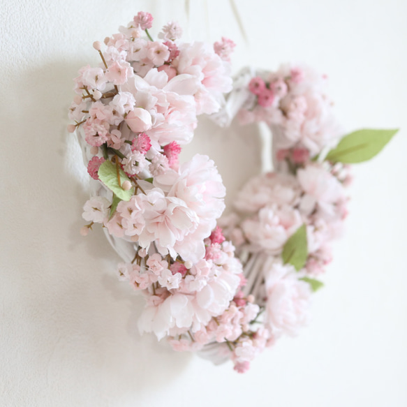 ふんわり桜のハートリース 4枚目の画像