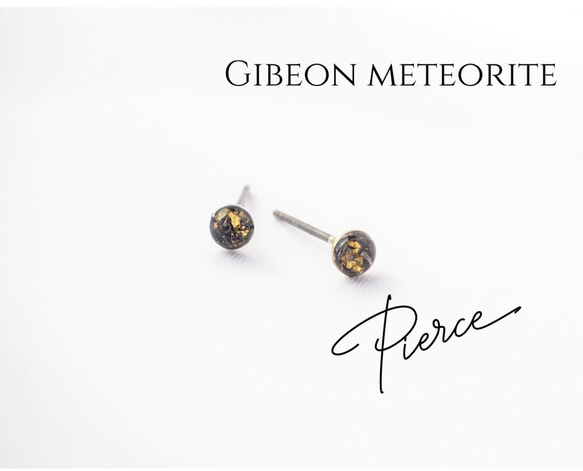 【ピアス】ギベオン隕石チタンポストの一粒石ピアス　隕石アクセサリー 1枚目の画像