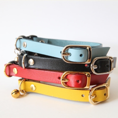 p1-2 猫の首輪 本革 black【鈴付き】 リード・首輪 アドミ舎 通販