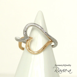 手術不鏽鋼夏威夷珠寶戒指心形配對黃金銀海浪波浪 第2張的照片