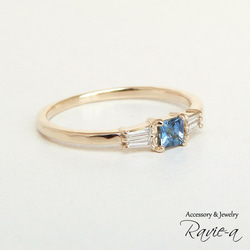 藍色藍寶石戒指鑽石九月生日石 K10 婚禮藍色訂婚戒指 第3張的照片