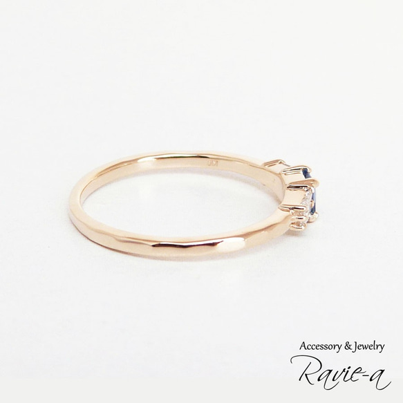 ブルーサファイア 指輪 ダイヤモンド 9月誕生石 K10 結婚式 サムシングブルー 婚約指輪 4枚目の画像
