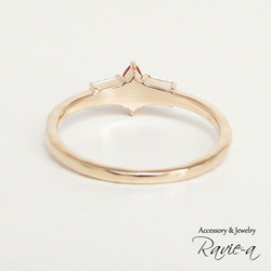 オレンジサファイア 指輪 天然石 ダイヤモンド K10 マーキス 婚約指輪 誕生日プレゼント 5枚目の画像