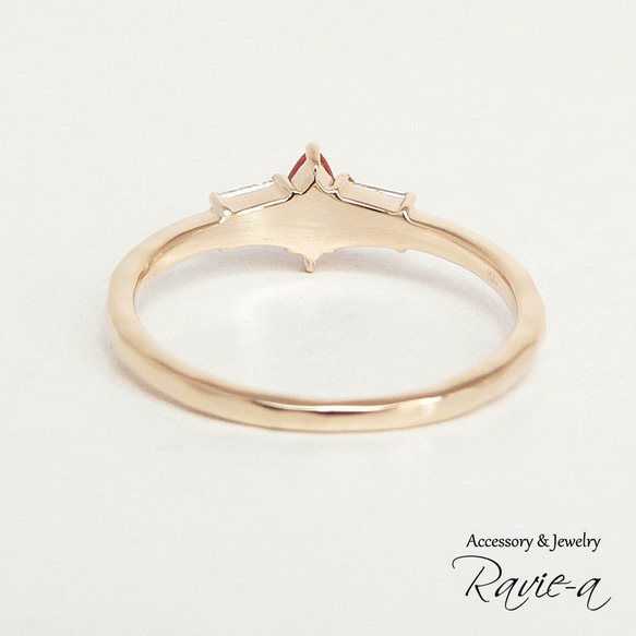 オレンジサファイア 指輪 天然石 ダイヤモンド K10 マーキス 婚約指輪 誕生日プレゼント 5枚目の画像
