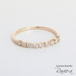 ハーフエタニティリング ダイヤモンド K10 イエローゴールド 9石 結婚指輪 婚約指輪 誕生日プレゼント 3枚目の画像