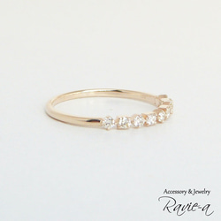 ハーフエタニティリング ダイヤモンド K10 イエローゴールド 9石 結婚指輪 婚約指輪 誕生日プレゼント 4枚目の画像