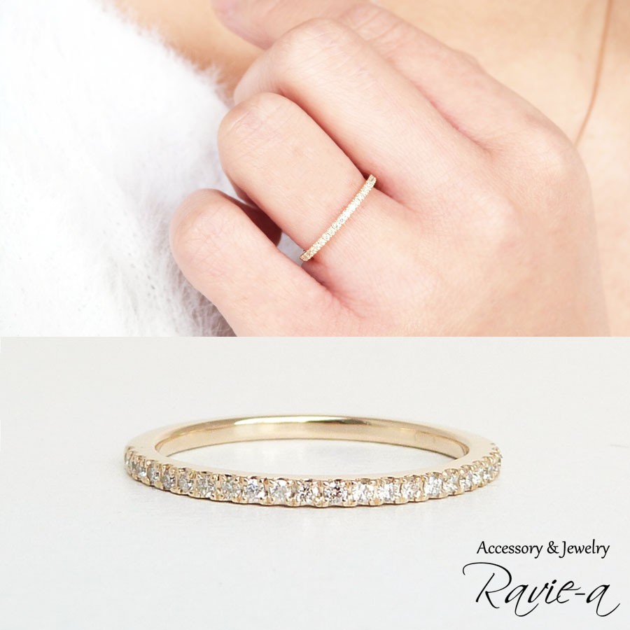 エタニティリング K10 イエローゴールド ダイヤモンド 23石 極細 華奢