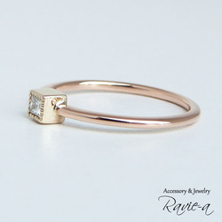 ダイヤモンド 1粒リング 指輪 K10 イエローゴールド プリンセスカット ミルデザイン スクエア 婚約指輪 バースデー 4枚目の画像