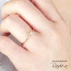 ダイヤモンド 1粒リング 指輪 K10 イエローゴールド プリンセスカット ミルデザイン スクエア 婚約指輪 バースデー 6枚目の画像
