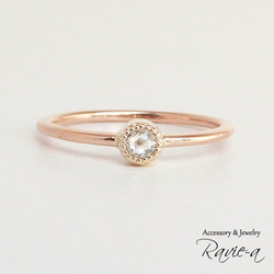 單鑽戒指 K10 黃金玫瑰切割米爾設計圓形訂婚戒指生日禮物 第2張的照片