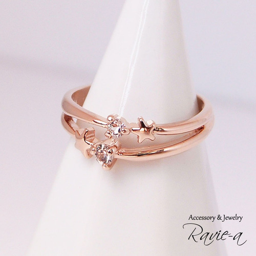 Star Jewelry ピンキーリング 2本セット（シルバー925） シルバー925 指輪 2連 スターリング 星 流れ星 1~28号 ピンキーリング