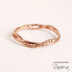 925 銀小指戒指扭曲設計鏈粉紅金尺寸 1~28 戒指自由變色 第2張的照片