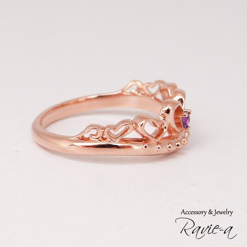 ティアラリング ピンキーリング 誕生石 ピンクゴールド シルバー925