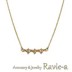 K10イエローゴールドアラベスクティアララインダイヤモンド華奢デザインネックレス 2枚目の画像