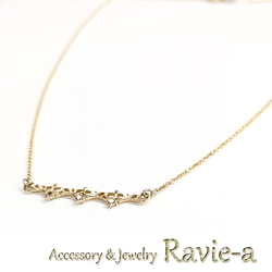K10イエローゴールドアラベスクティアララインダイヤモンド華奢デザインネックレス 3枚目の画像