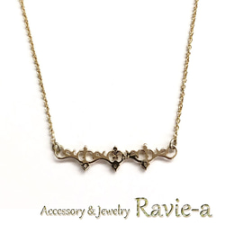 K10イエローゴールドアラベスクティアララインダイヤモンド華奢デザインネックレス 4枚目の画像