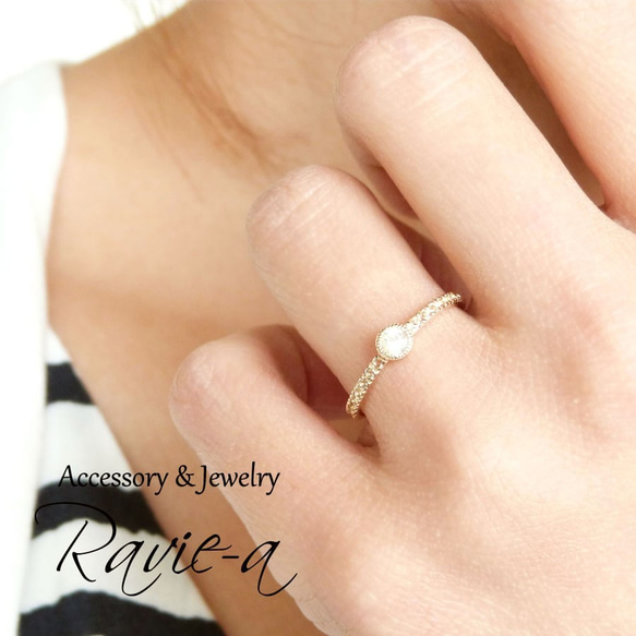 リング ブルームーンストーン 指輪 ホワイトトパーズ ハーフエタニティ 婚約指輪 セミオーダー 天然石 6枚目の画像