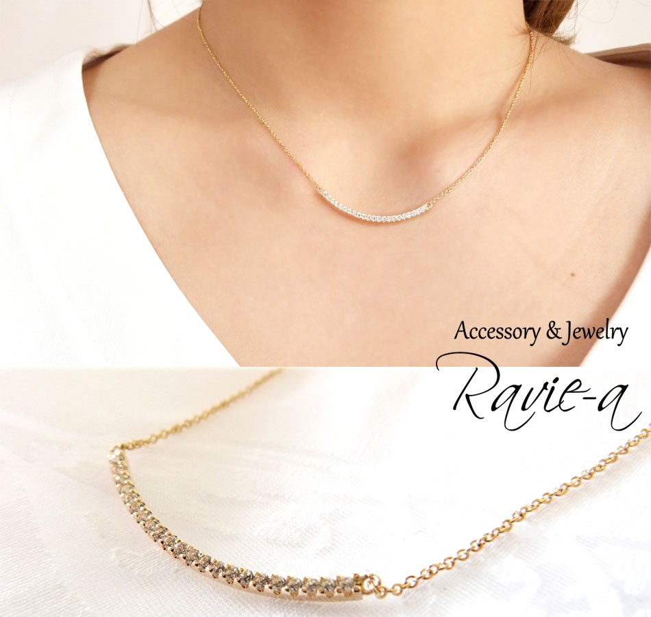 ネックレス ライン K10 美品★ スマイル YGダイヤモンド 4℃