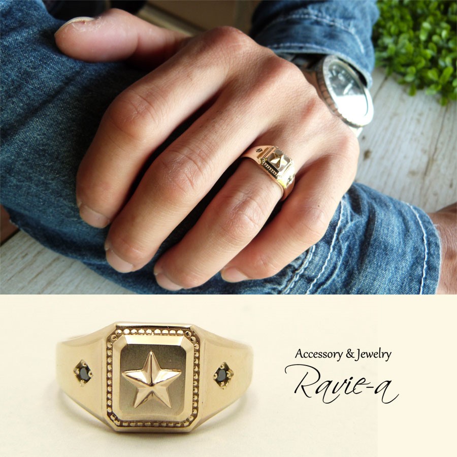 スターモチーフワイルドゴツめk10イエローゴールドリング 指輪・リング