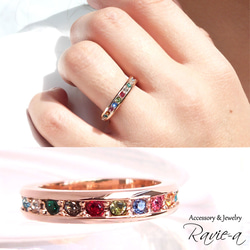 永恆戒指護身符多高品質水晶粉紅金一月至十二月生日石顏色小指戒指 第1張的照片