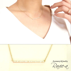 ダイヤモンド ネックレス K10 バーネックレス スマイルネックレス 華奢 シンプル 華やか 上品 大人 ゴールド 1枚目の画像