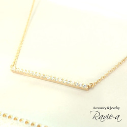 ダイヤモンド ネックレス K10 バーネックレス スマイルネックレス 華奢 シンプル 華やか 上品 大人 ゴールド 3枚目の画像