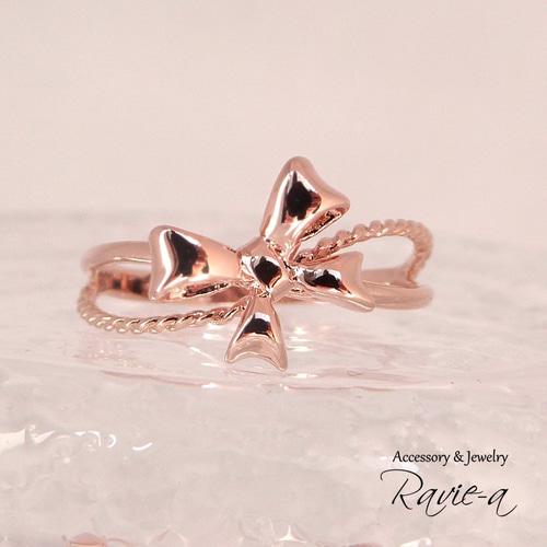 ピンキーリング ピンクゴールド リボン りぼん 華奢 大人可愛い 誕生日