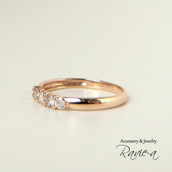 ピンキーリング ダイヤモンド 5石 Ｋ10 イエローゴールド ホワイトゴールド 小指 指輪 一文字 10金 3枚目の画像