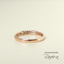 ピンキーリング ダイヤモンド 5石 Ｋ10 イエローゴールド ホワイトゴールド 小指 指輪 一文字 10金 4枚目の画像