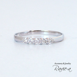 ピンキーリング ダイヤモンド 5石 Ｋ10 イエローゴールド ホワイトゴールド 小指 指輪 一文字 10金 6枚目の画像