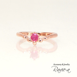 Pinky 戒指 粉紅金紅寶石 V 形戒指 925 銀天然石半訂購可選 1 月至 12 月生日石 第2張的照片