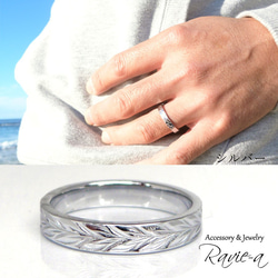 手術不鏽鋼夏威夷珠寶戒指葉設計玫瑰金銀色配對*單獨販售* 第3張的照片