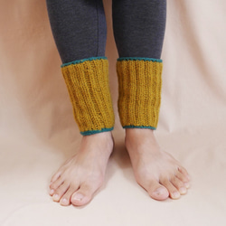 イギリスゴム編みの足首ウォーマー/インディゴ 3枚目の画像